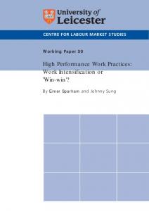 High Performance Work Practices: Work ...