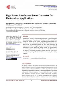 High Power Interleaved Boost Converter for Photovoltaic Applications