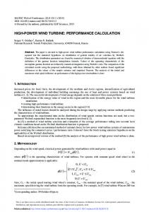 High-Power Wind Turbine: Performance Calculation - matec ...