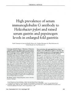 High prevalence of serum immunoglobulin G antibody to Helicobacter ...