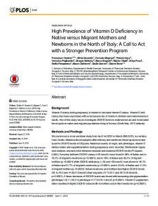High Prevalence of Vitamin D Deficiency in Native versus ... - PLOS