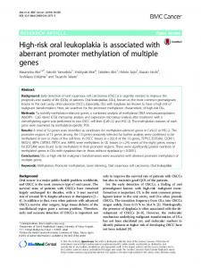 High-risk oral leukoplakia is associated with aberrant promoter ...