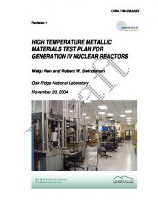 high temperature metallic materials test plan for