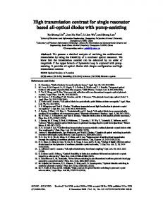 High transmission contrast for single resonator ... - OSA Publishing