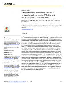 Highest uncertainty for tropical regions - PLOS