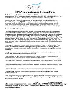 HIPAA Information and Consent Form