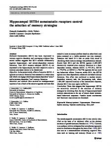 Hippocampal SSTR4 somatostatin receptors control ... - Springer Link