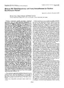 Histone H3 Thiol Reactivity and Acetyltransferases in Chicken ...