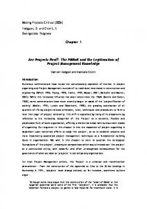 Hodgson and Cicmil MPC Chapter 1