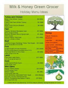 Holiday Menu Ideas - Milk & Honey Green Grocer