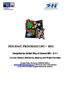 HOLIDAY PROGRAM LIST ~ 2013 - FreeLists