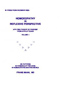 Homeopathy in Reflexive Perspective