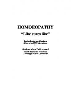 Homoeopathy - Like cures like