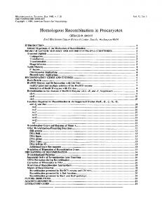 Homologous Recombination in Procaryotes - Europe PMC