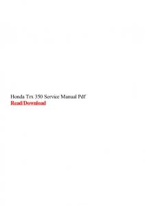 Honda Trx 350 Service Manual Pdf