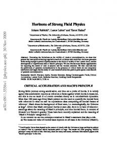 Horizons of Strong Field Physics