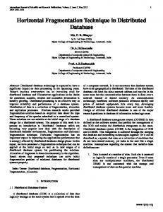 Horizontal Fragmentation Technique in Distributed Database