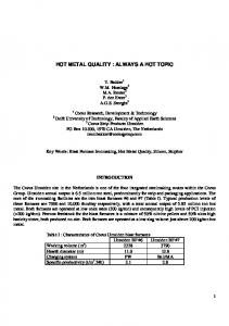 hot metal quality : always a hot topic