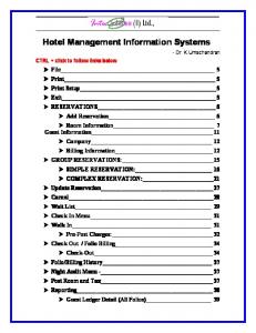 Hotel Management Information Systems