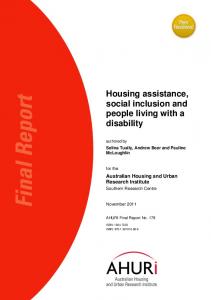 Housing assistance, social inclusion and people living with a disability