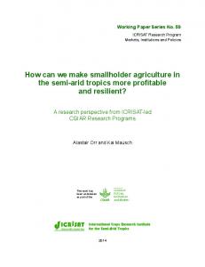 How can we make smallholder agriculture in the ... - OAR@ICRISAT