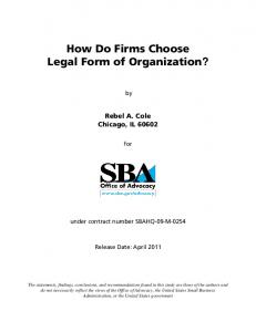 How Do Firms Choose Legal Form of Organization? research study