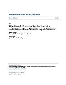 How do Preservice Teacher Education students Move From ... - Core