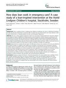 How does lean work in emergency care? A case