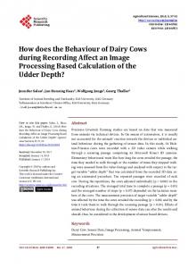 How does the Behaviour of Dairy Cowsduring Recording Affect an ...