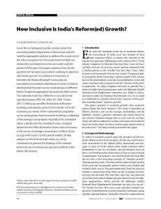How Inclusive Is India's Reform(ed) Growth?
