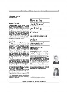 How is the discipline of publishing studies ... - Wiley Online Library