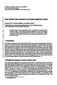 How neutron stars constrain the nuclear equation of state