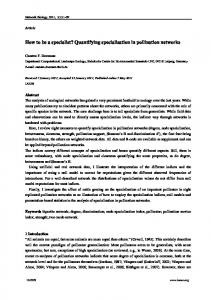 How to be a specialist? Quantifying specialisation in pollination networks