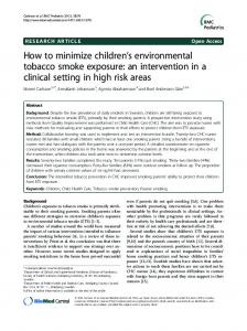 How to minimize children  s environmental tobacco smoke exposure ...