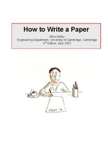 How to Write a Paper