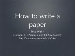 How to write a paper