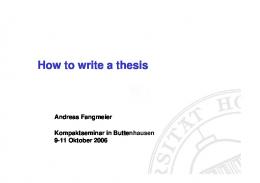 How to write a thesis