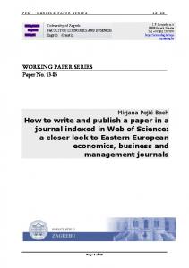 How to write and publish a paper in a journal indexed in Web of Science