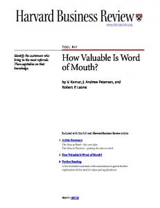 How Valuable Is Word of Mouth?