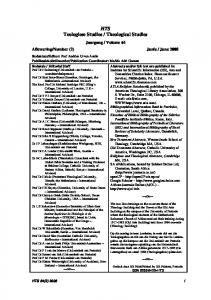 HTS Teologiese Studies / Theological Studies