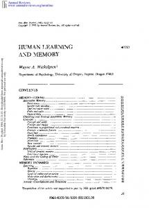 Human Learning and Memory