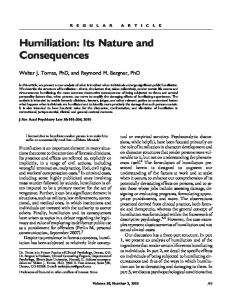 Humiliation: Its Nature and Consequences