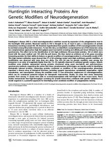 Huntingtin Interacting Proteins Are Genetic