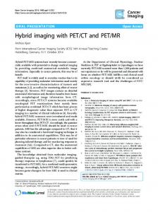 Hybrid imaging with PET/CT and PET/MR