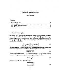 Hydraulic losses in pipes