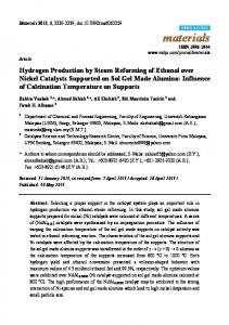 Hydrogen Production by Steam Reforming of Ethanol over ... - MDPI