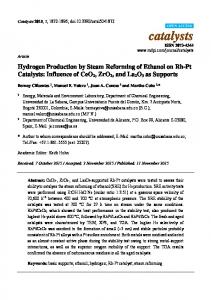 Hydrogen Production by Steam Reforming of