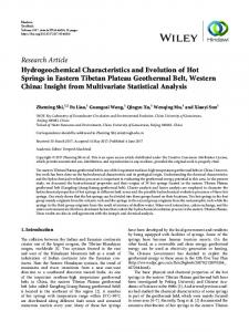 Hydrogeochemical Characteristics and Evolution of Hot Springs in ...