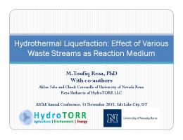 Hydrothermal Liquefaction: Effect of Various Waste ...