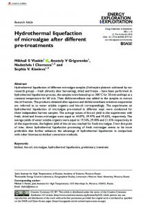 Hydrothermal liquefaction of microalgae after ... - SAGE Journals